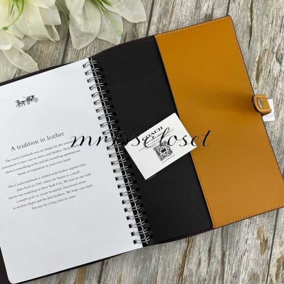 Authentic Coach Floral Print Notebook Leather Walnut Yellow Bag Purse - Picture 4 of 4